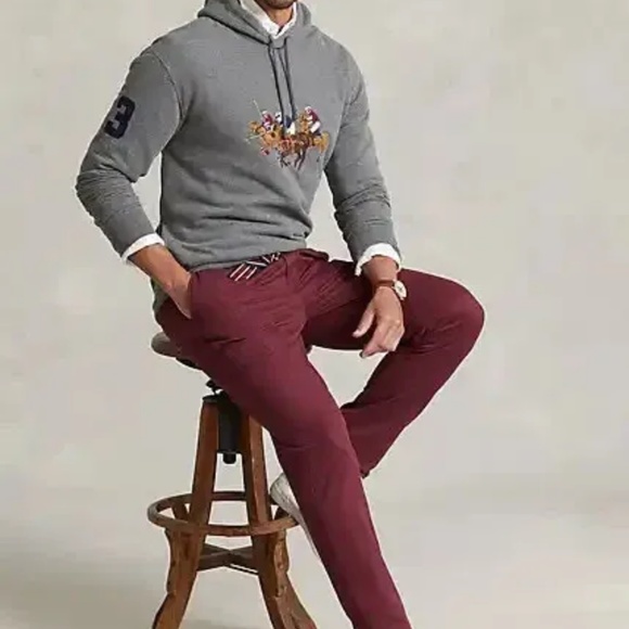 Polo by Ralph Lauren Mens Slim-Fit Stretch Chino Pants Khaki Rich Ruby 34/30 New - Picture 6 of 8